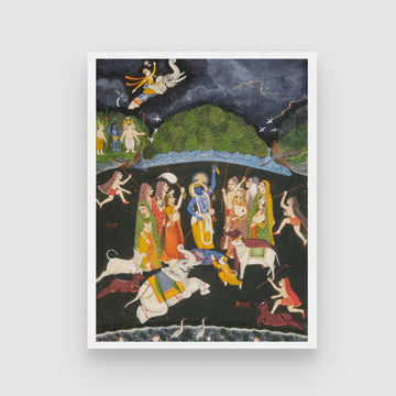 Lord Krishna Lifting Mount Govardhan