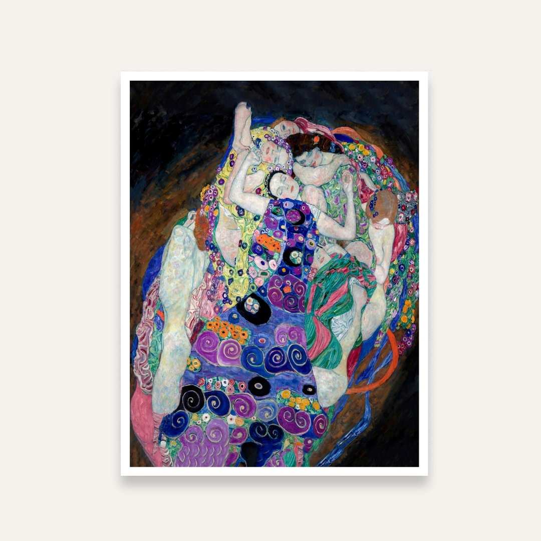 Gustav Klimt "The Virgin" (Die Jungfrau) Fine Art Painting Poster | Vertical White Framed Wall Art 3 : 4 Vertical Premium Wall Art Canvas by MeriDeewar