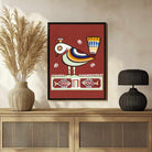 "Stylized Bird with Fish" Jamini Roy Painting | Fine Art Wall Art 2 : 3 Vertical Premium Wall Art Canvas by MeriDeewar