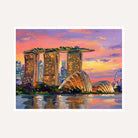 "Marina Twilight Glow" Singapore Skyline Architecture Giclée Print | Fine Art Wall Art 2 : 3 Horizontal Premium Wall Art Canvas by MeriDeewar