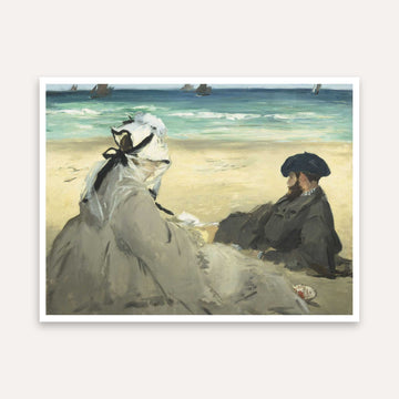 Beach Scenery Painting for Living Room | Édouard Manet On the Beach | Giclée Fine Art Print 5 : 4 Horizontal Premium Wall Art Canvas by MeriDeewar