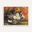 Sunflower & Roses Floral Painting for Living Room | Van Gogh Wall Art | Giclée Print 5 : 4 Horizontal Premium Wall Art Canvas by MeriDeewar