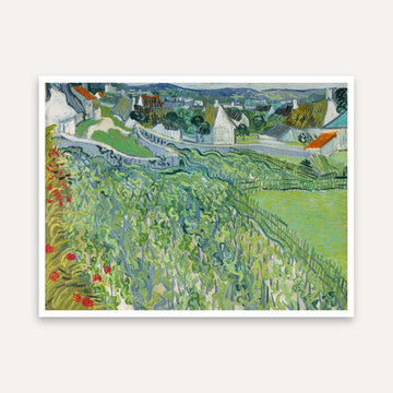 Scenery Painting for Living Room – Van Gogh Vineyards at Auvers | Green Nature Wall Art 5 : 4 Horizontal Premium Wall Art Canvas by MeriDeewar
