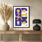 Bauhaus Abstract Geometric Indigo & Lavender Wall Art | Retro Modern Framed Print 2 : 3 Vertical Premium Wall Art Canvas by MeriDeewar