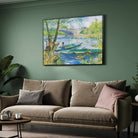 Scenery Painting for Living Room – Van Gogh Fishing in Spring | River Nature Wall Art 4 : 3 Horizontal Premium Wall Art Canvas by MeriDeewar