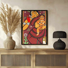 "Mother and Child" Jamini Roy Painting | Fine Art Wall Art 2 : 3 Vertical Premium Wall Art Canvas by MeriDeewar