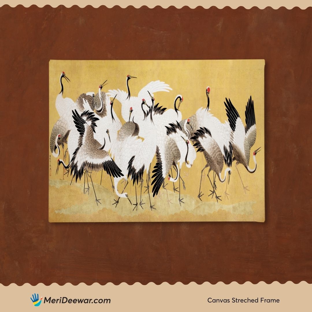 Japanese Flock Of Cranes By Ishida Yūtei