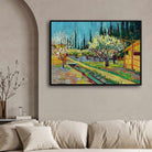 Van Gogh Blossoming Orchard Painting for Living Room | Nature Scenery Wall Art | Giclée Print 4 : 3 Horizontal Premium Wall Art Canvas by MeriDeewar