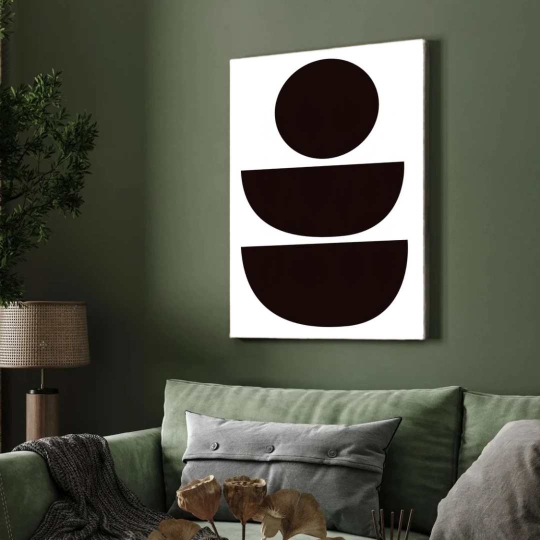 Modern Scandinavian Minimalist Geometric Balanced Shapes Poster | Vertical Contemporary Boho White Framed Wall Art