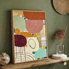 Luxury Abstract Expressionism Multi-Shape Earth Tone Collage Painting | Vertical Modern Boho White Framed Wall Art 3 : 4 Vertical Premium Wall Art Canvas by MeriDeewar