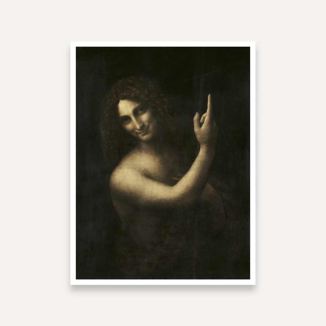 Saint John the Baptist by Leonardo da Vinci | Classic Wall Painting for Living Room | MeriDeewar 4 :5 Vertical Premium Wall Art Canvas by MeriDeewar