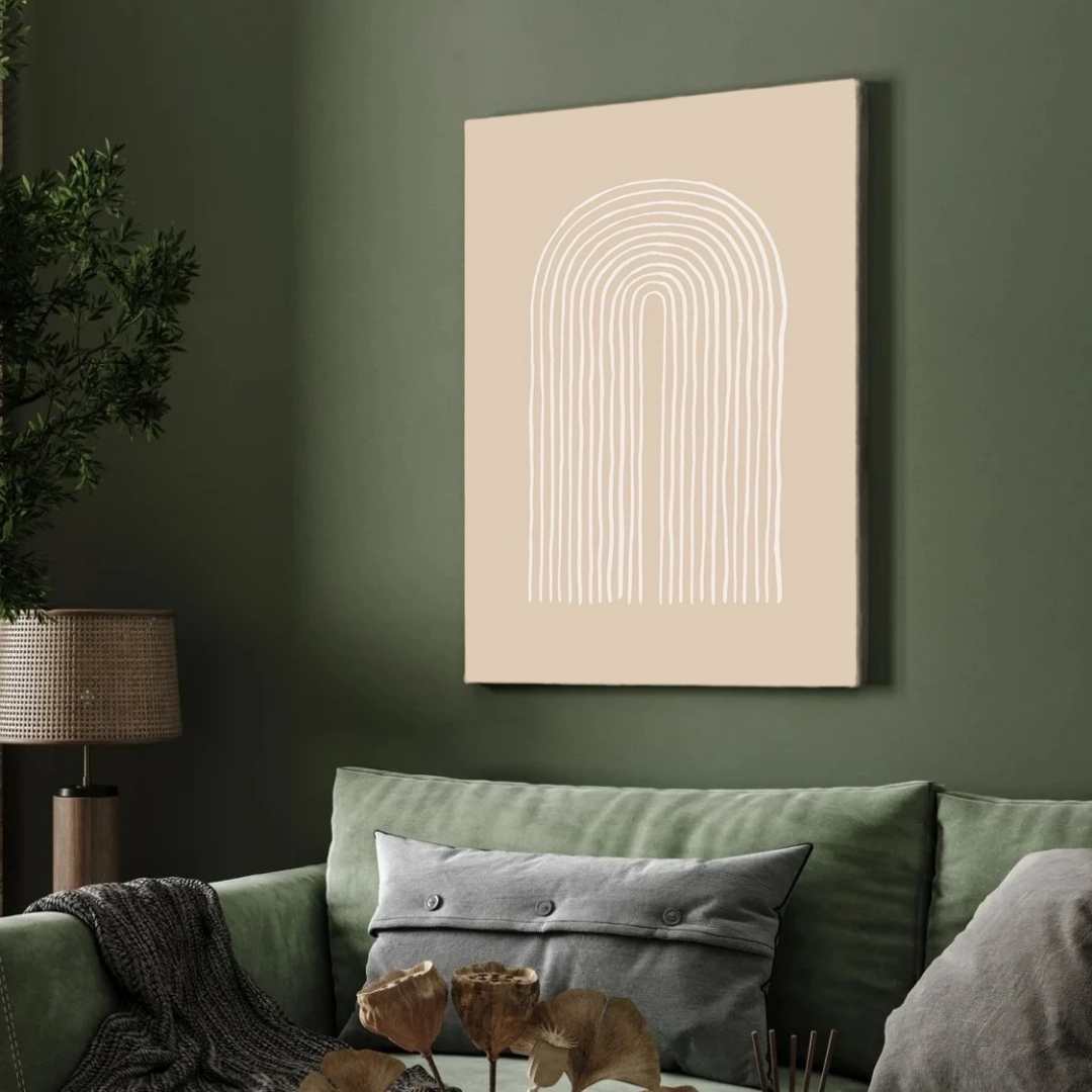 Modern Minimalist Beige Rainbow Arch Poster | Vertical White Framed Wall Art