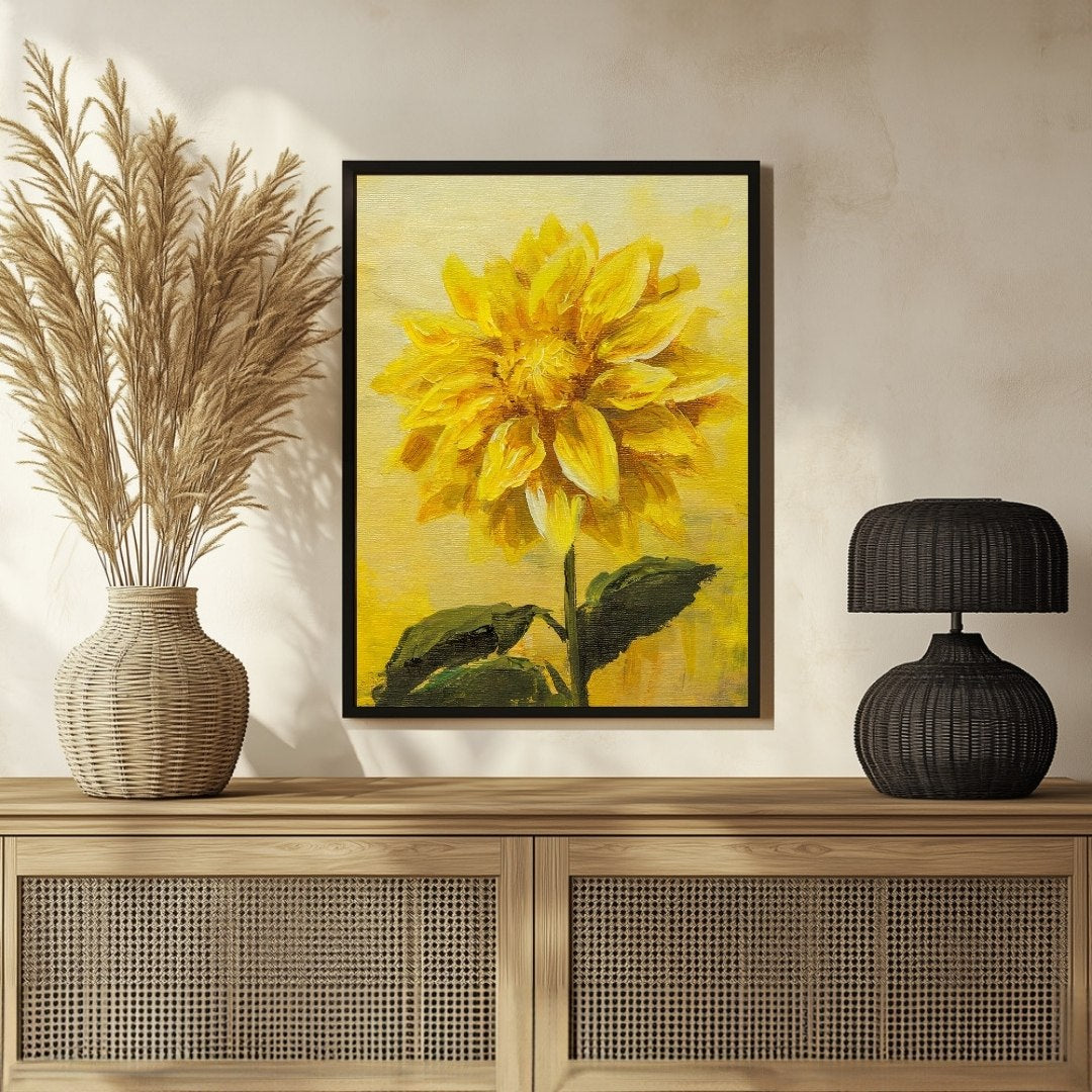 Modern Dahlia Flower Abstract Painting for Living Room