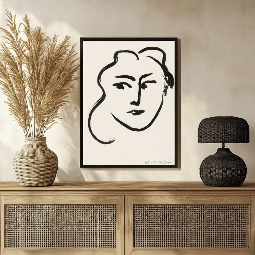 Fauvist Henri Matisse Female Portrait Illustration Poster | Vertical White Framed Wall Art