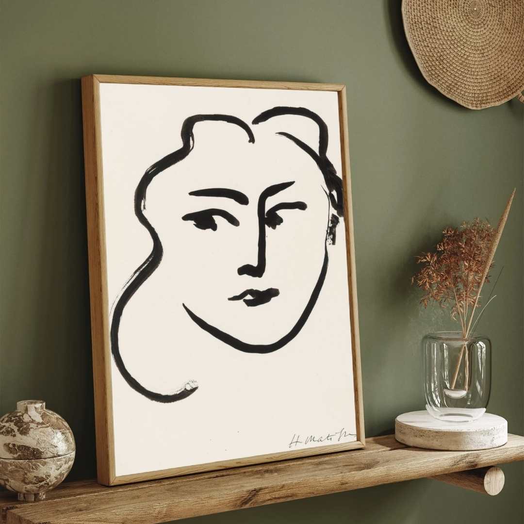 Fauvist Henri Matisse Female Portrait Illustration Poster | Vertical White Framed Wall Art