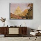 Impressionist Sunlit Indian Dome Architecture Oil Painting | Horizontal Framed Print 4 : 3 Horizontal Premium Wall Art Canvas by MeriDeewar