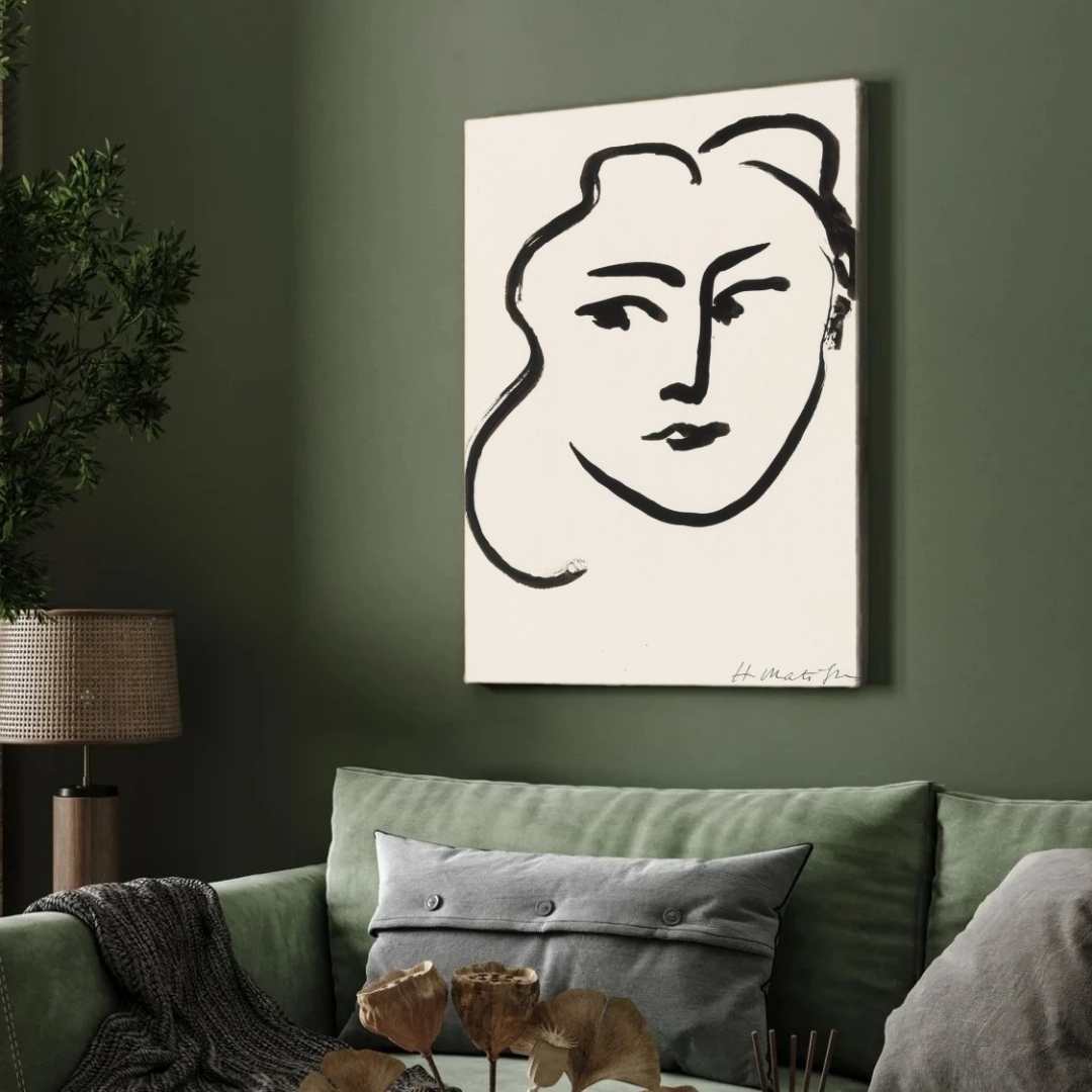 Fauvist Henri Matisse Female Portrait Illustration Poster | Vertical White Framed Wall Art 2 : 3 Vertical Premium Wall Art Canvas by MeriDeewar