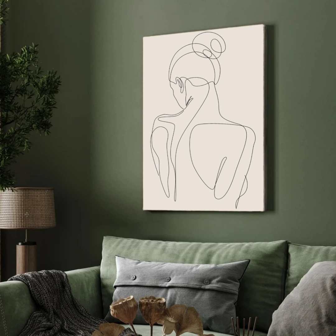 Minimalist Abstract Female Back Line Art Poster | Vertical Contemporary Boho White Framed Wall Art