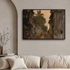 Impressionist Moody Indian Alleyway Oil Painting | Horizontal Framed Print 4 : 3 Horizontal Premium Wall Art Canvas by MeriDeewar