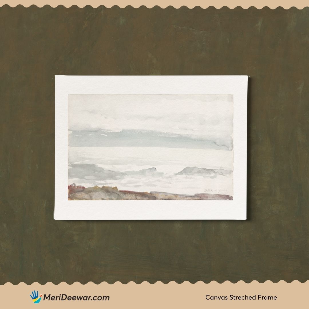 Vintage Landscape Foggy Walk Abstract Painting