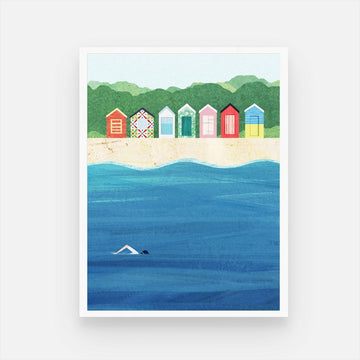 Beach Huts Art Print – Bring Coastal Vibes Home | MeriDeewar