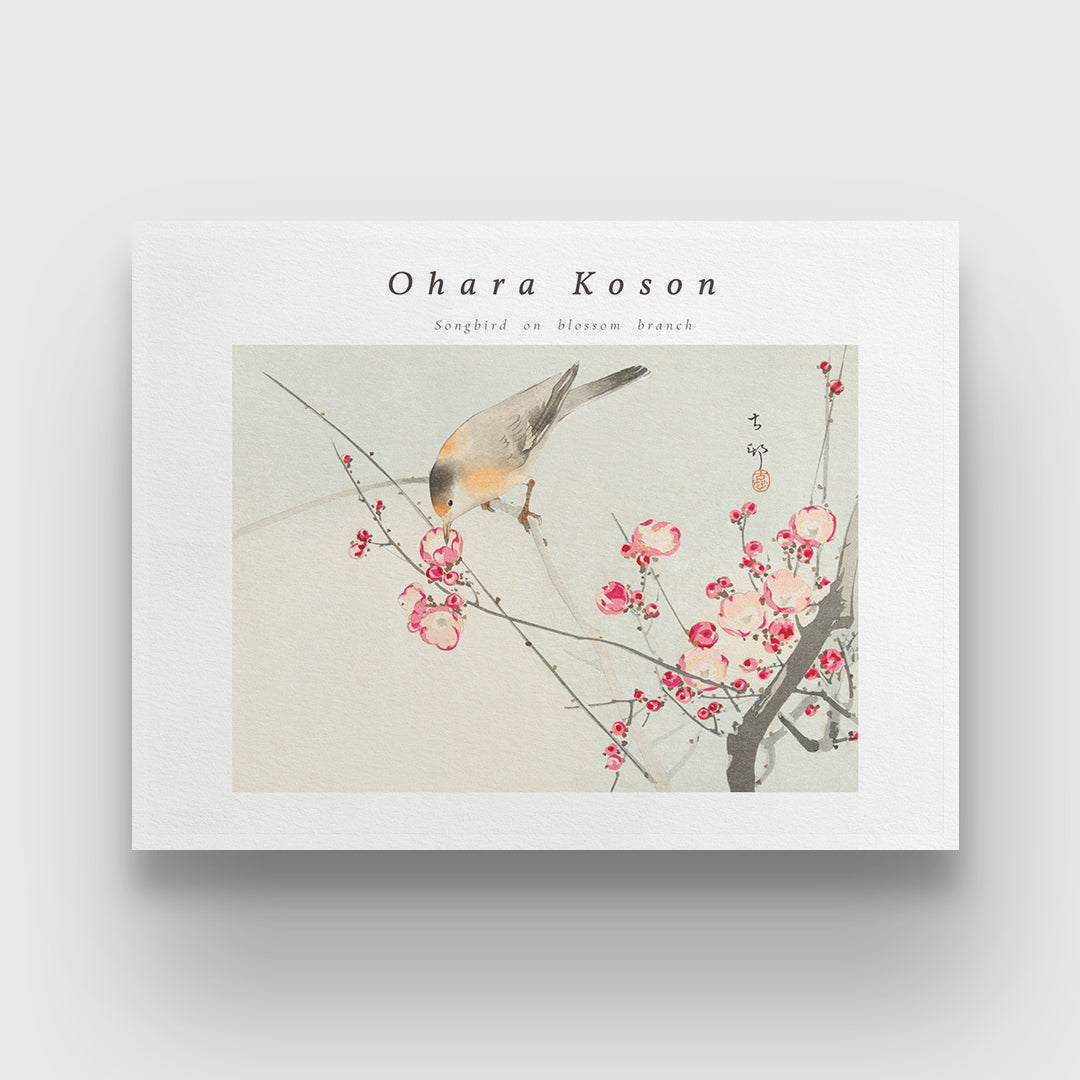 Songbird on Blossom Branch Paintin by Ohara Koson