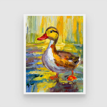 Modern Duck Bird Abstract Painting: Enhance Your Decor