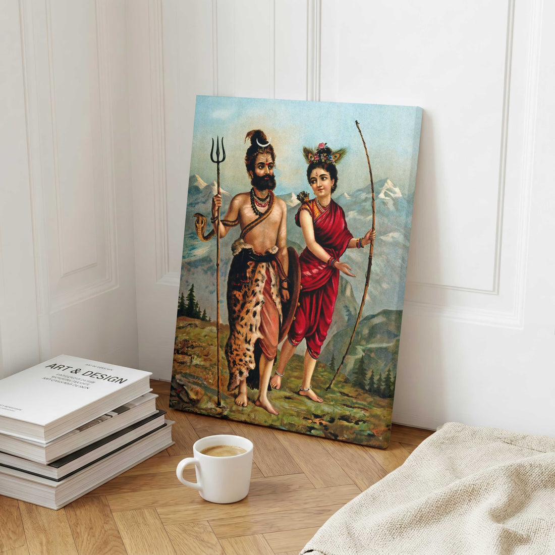 Shiva as a Kirat Painting | Raja Ravi Varma Art | MeriDeewar 2 : 3 Vertical Premium Wall Art Canvas by MeriDeewar