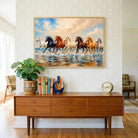 Seven Horse Painting Vastu for Living Room | Running Horses Wall Art | Giclée Print 3 : 2 Horizontal Premium Wall Art Canvas by MeriDeewar