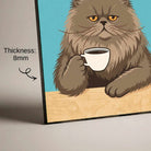 "More Expresso Less Depresso" Funny Cat Coffee Poster | Vertical Borderless Art Frame Poster Premium Wall Art Canvas by MeriDeewar