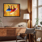 Dancing Ballerinas Wall Painting for Living Room | Colourful Figurative Art Print 4 : 3 Horizontal Premium Wall Art Canvas by MeriDeewar