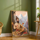 Lord Shiva Dakshinamurthy Painting for Pooja Room | Raja Ravi Varma Spiritual Wall Art 3 : 4 Vertical Premium Wall Art Canvas by MeriDeewar