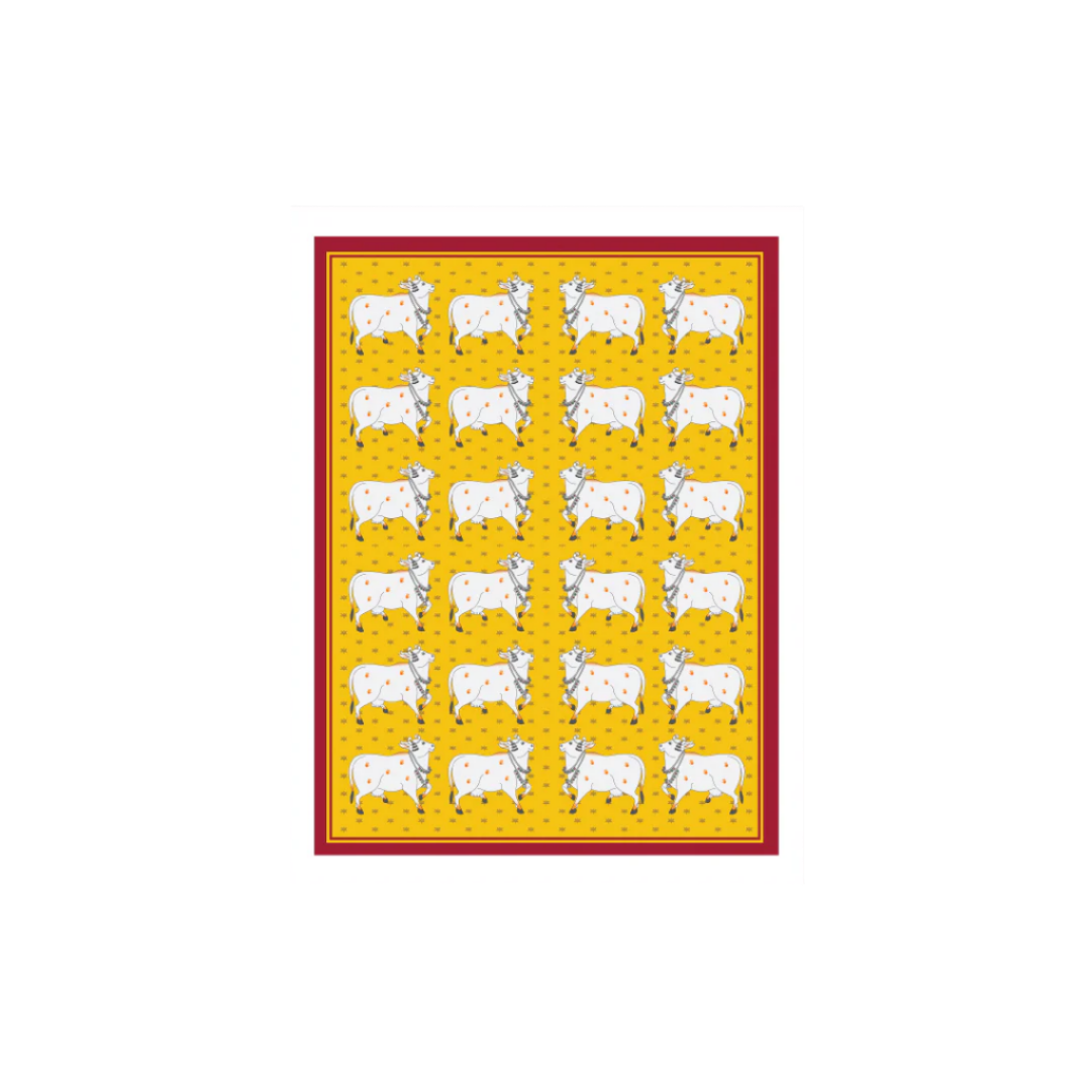 A Beautiful Cow Pichwai Painting- Meri Deewar 3 : 4 Vertical Premium Wall Art Canvas by MeriDeewar