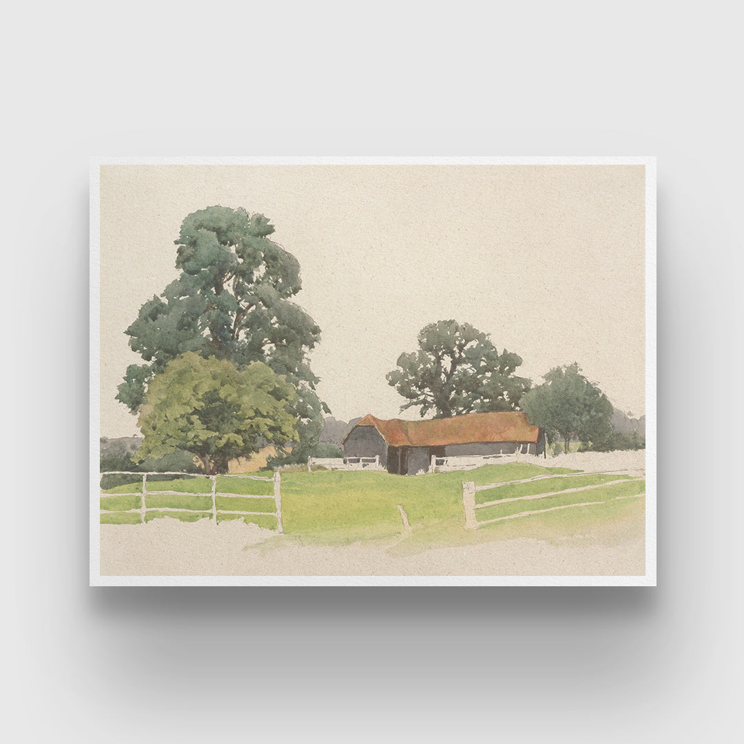 A Bedfordshire Farmyard by Alfred Parsons 3 : 4 Horizontal New Premium Wall Art Canvas by MeriDeewar