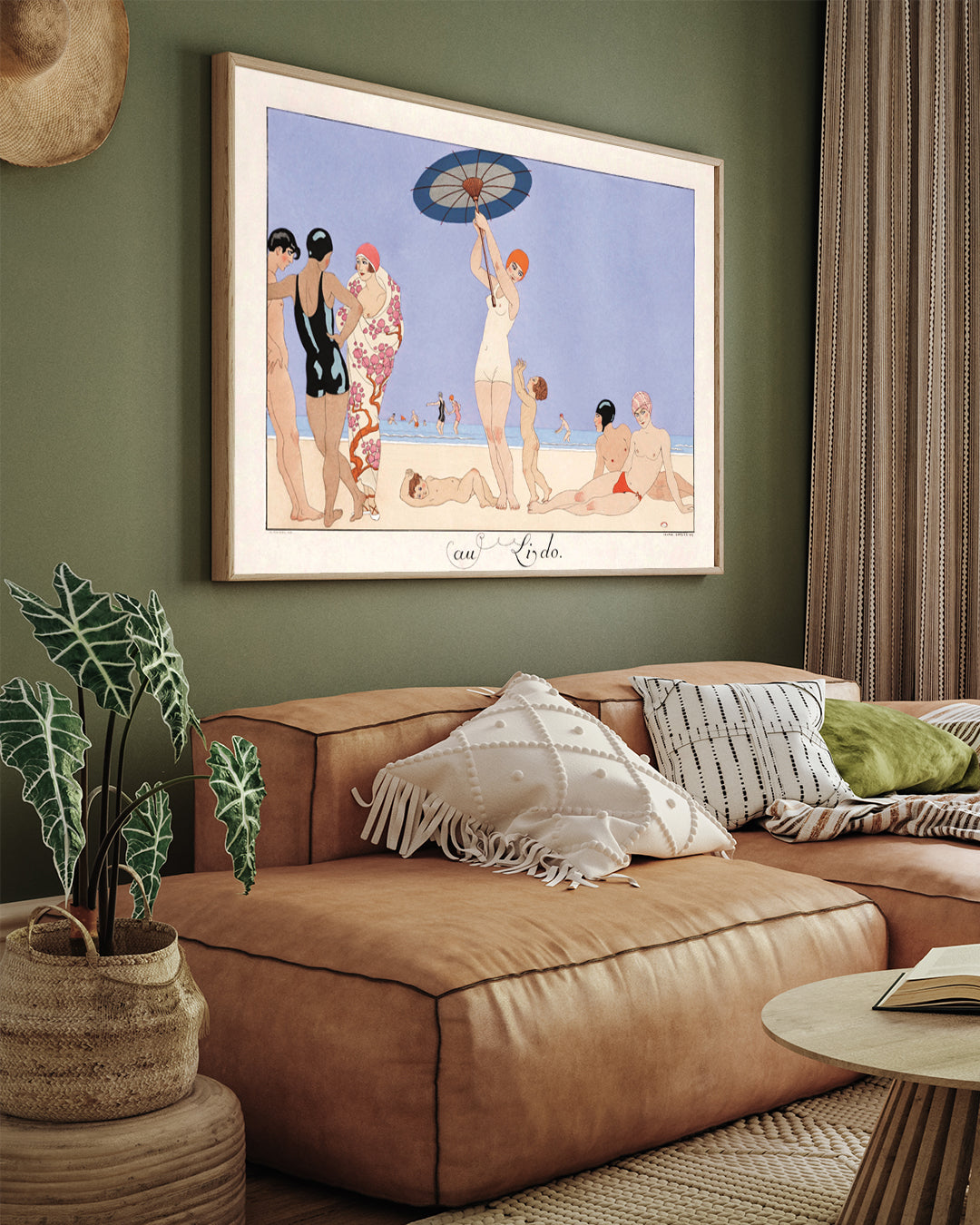 A Day at the Beach, Au Lido Painting By George Barbier 3 : 4 Horizontal New Premium Wall Art Canvas by MeriDeewar