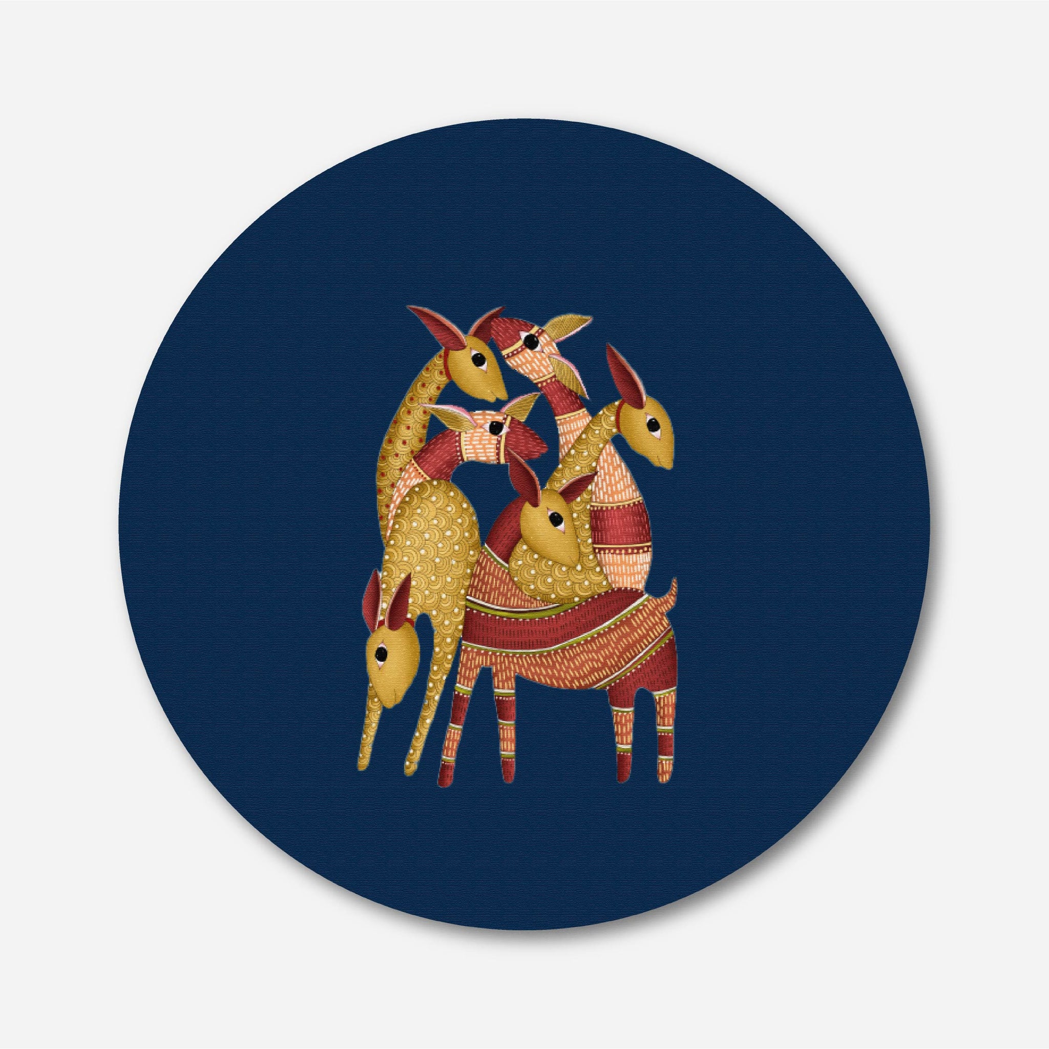A Mothers Shade Gond Art Circular Canvas Frame Circular Canvas Frame Premium Wall Art Canvas by MeriDeewar