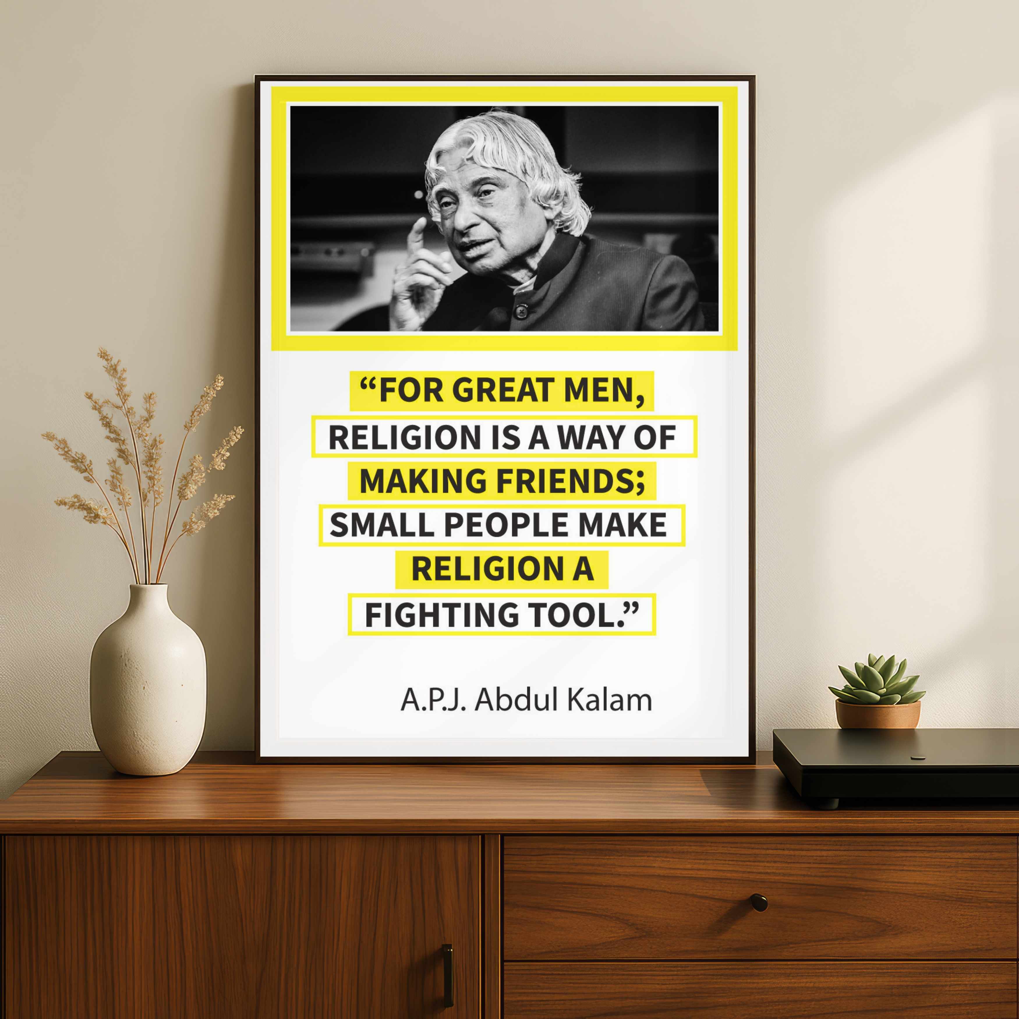 "A.P.J. Abdul Kalam" Inspirational Quote Poster | Vertical Borderless Art Frame Poster Premium Wall Art Canvas by MeriDeewar