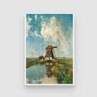 A Windmill on a Polder Waterway Painting 2 : 3 Vertical Premium Wall Art Canvas by MeriDeewar