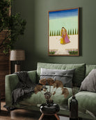A woman & child (mother & son) on a terrace Painting 2 : 3 Vertical Premium Wall Art Canvas by MeriDeewar