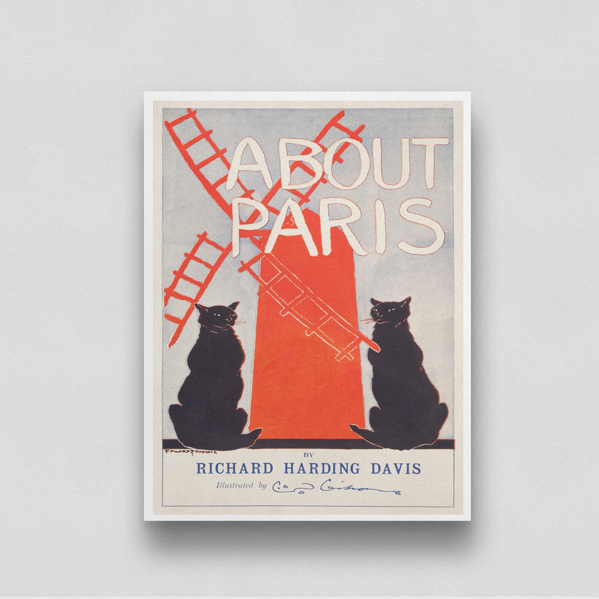 About Paris Vintage Poster by Richard Harding Davis 3 : 4 Vertical New Premium Wall Art Canvas by MeriDeewar