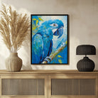 Abstract Blue Parrot Painting - Unique Art for Home by MeriDeewar 3 : 4 Vertical New Premium Wall Art Canvas by MeriDeewar