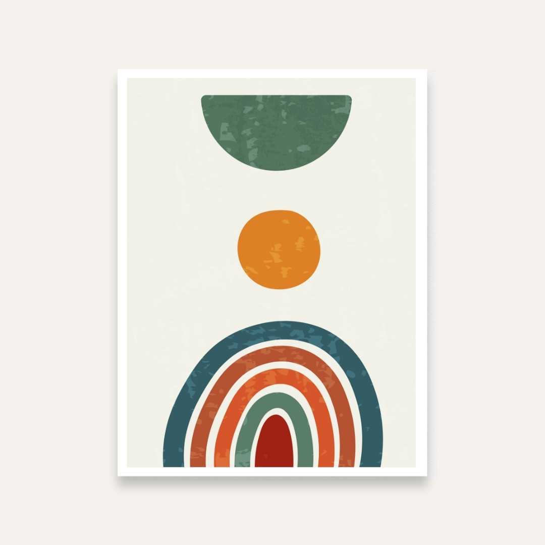 Abstract Boho Painting for Living Room & Bedroom | Earthy Rainbow Wall Art Print 4 X 5.5 Vertical Premium Wall Art Canvas by MeriDeewar