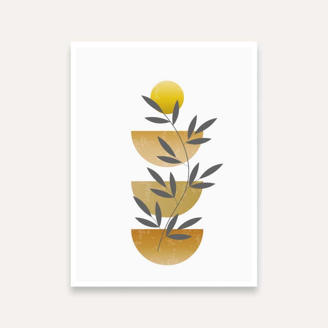 Abstract Boho Painting for Living Room | Earthy Botanical Wall Art | Giclée Print 4 X 5.5 Vertical Premium Wall Art Canvas by MeriDeewar
