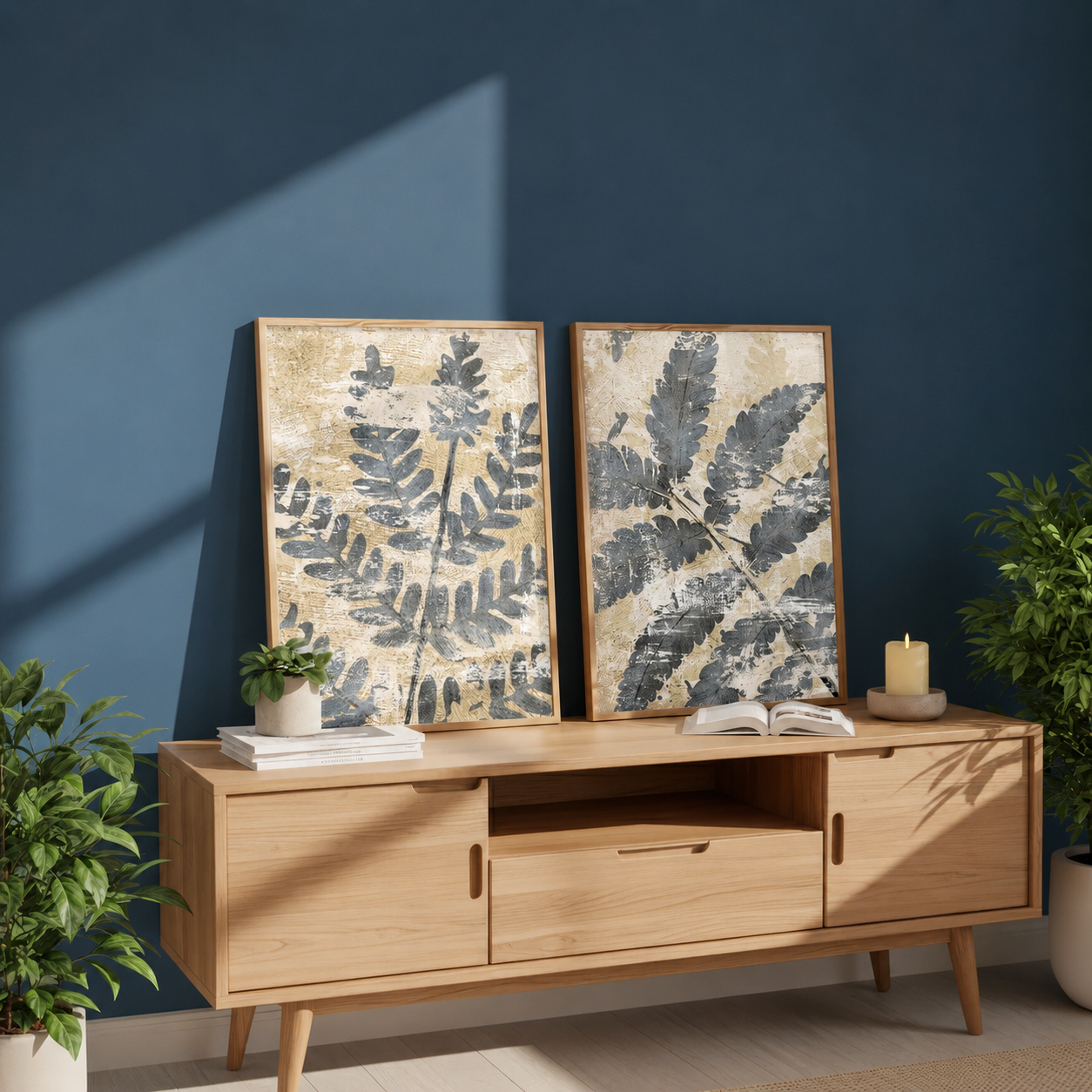 Abstract Botanical Ferns Fine Art Giclée Poster Set of 2 | Botanical Wall Decor Wall-2:3-set-2 Premium Wall Art Canvas by MeriDeewar