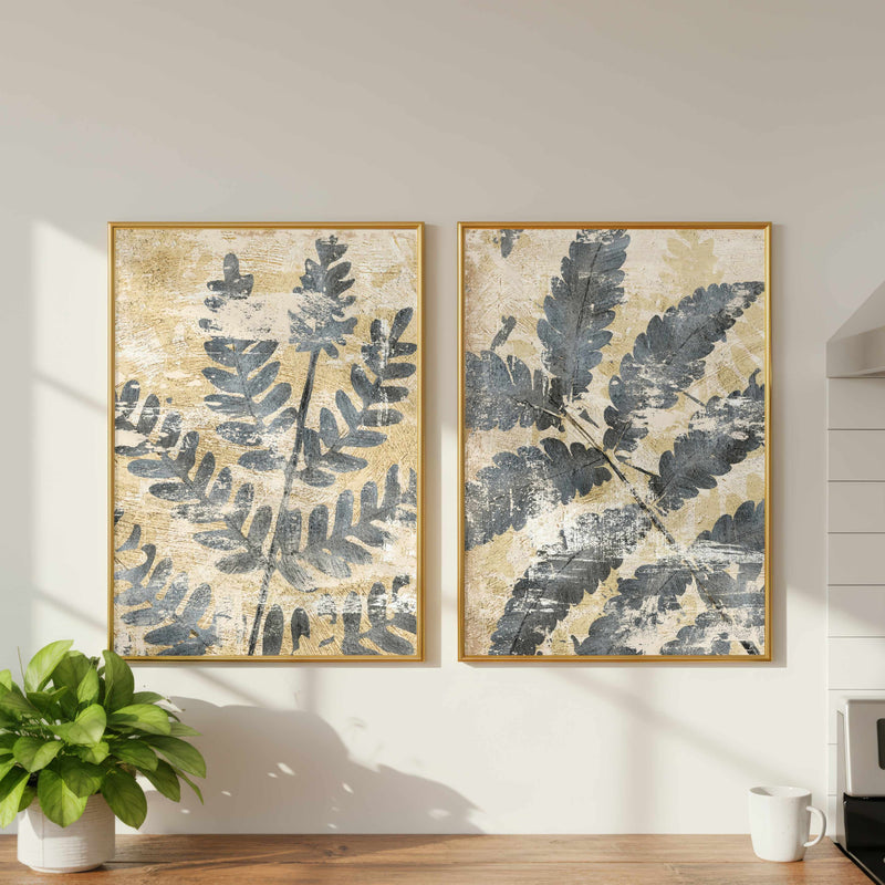 Abstract Botanical Ferns Fine Art Giclée Poster Set of 2 | Botanical Wall Decor Wall-2:3-set-2 Premium Wall Art Canvas by MeriDeewar