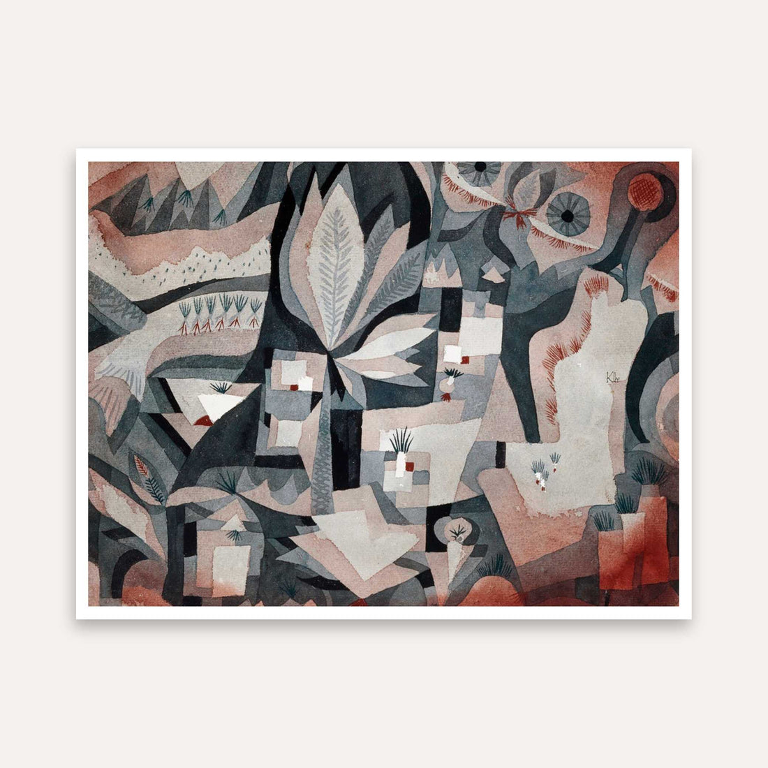 Abstract Botanical Painting for Living Room | Paul Klee Dry Cooler Garden | Wall Art Print 4 : 3 Horizontal Premium Wall Art Canvas by MeriDeewar