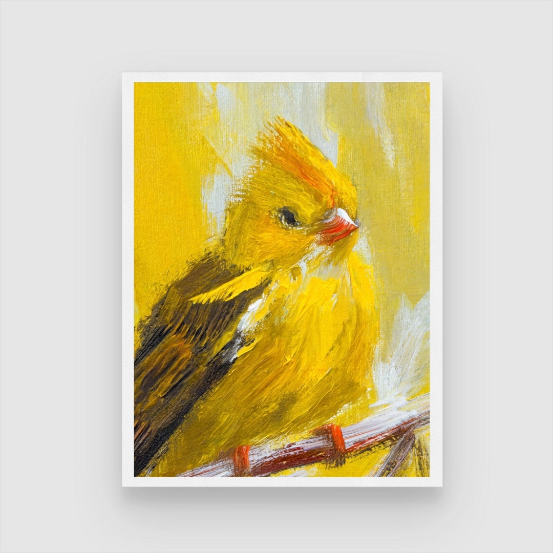 Abstract Canary Bird Art – Exclusive Painting for Your Walls 3 : 4 Vertical New Premium Wall Art Canvas by MeriDeewar