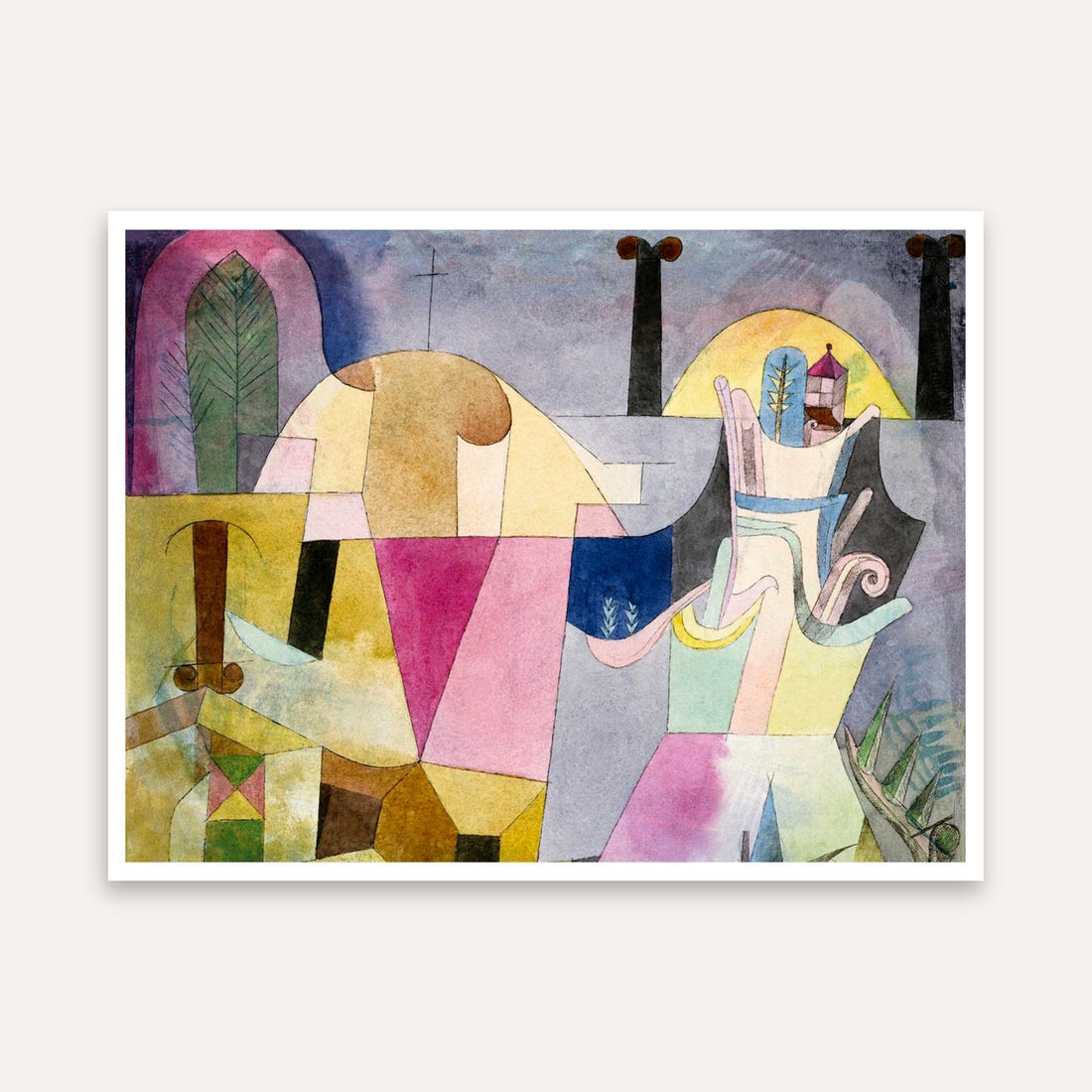 Abstract Colorful Painting for Living Room – Paul Klee Black Columns in a Landscape Wall Art 4 : 3 Horizontal Premium Wall Art Canvas by MeriDeewar