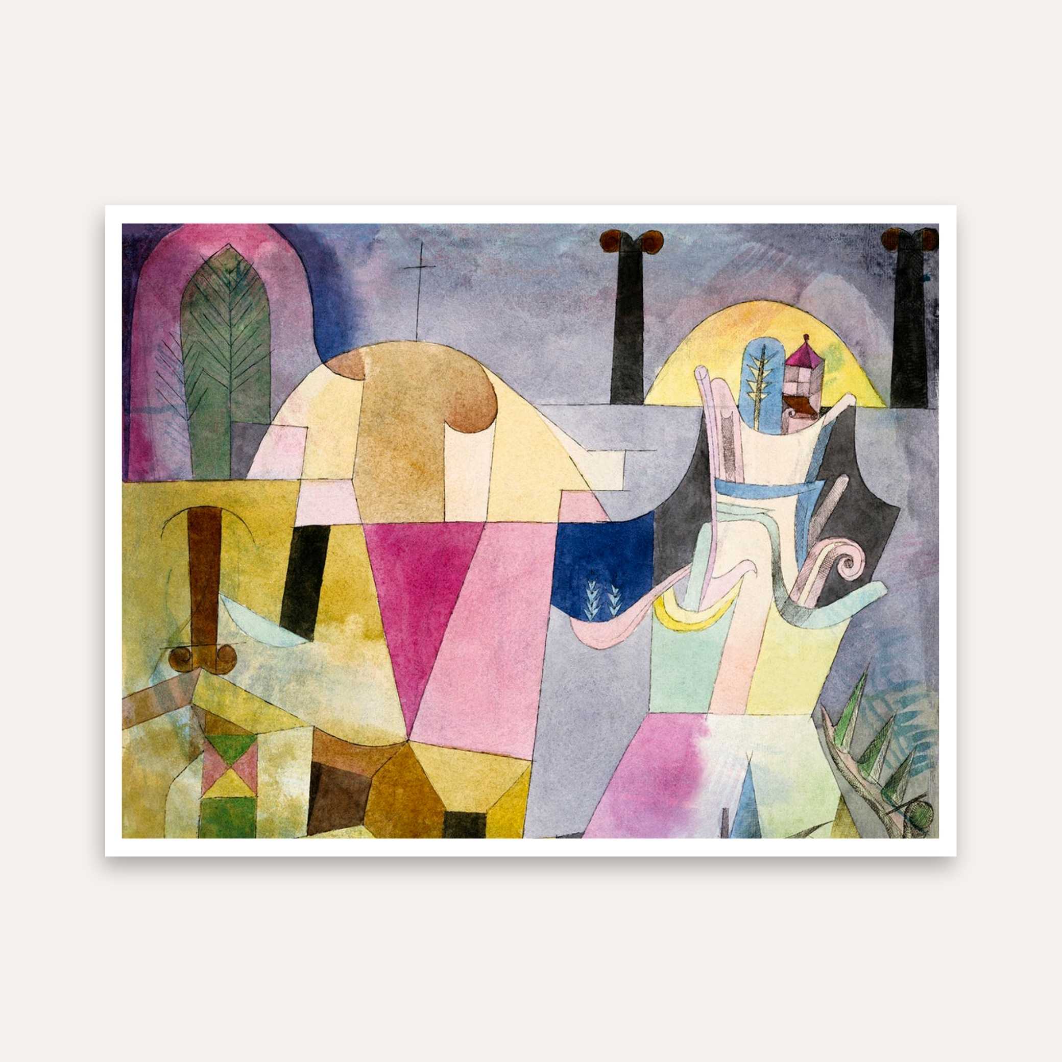 Abstract Colorful Painting for Living Room – Paul Klee Black Columns in a Landscape Wall Art 4 : 3 Horizontal Premium Wall Art Canvas by MeriDeewar