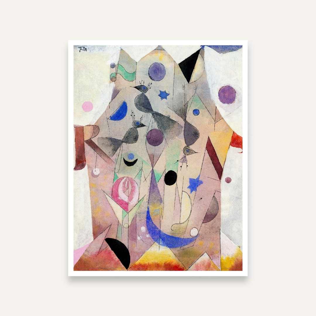 Abstract Colourful Painting for Living Room – Paul Klee Persische Nachtigallen | Giclée Art Print 4 :5 Vertical Premium Wall Art Canvas by MeriDeewar